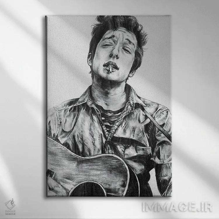 تابلو دیلن آکوستیک (باب دیلن) اثر بلیک مانچ - نمای روبهرو روی دیوار