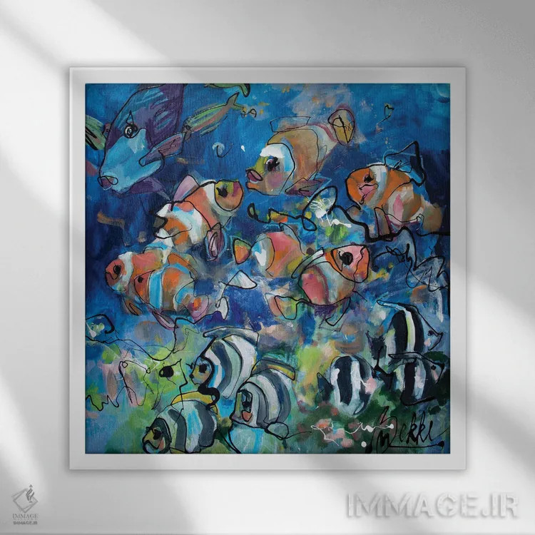 تابلو اولین غواصی اثر ماریکه بکه - نمای قابدار سفید