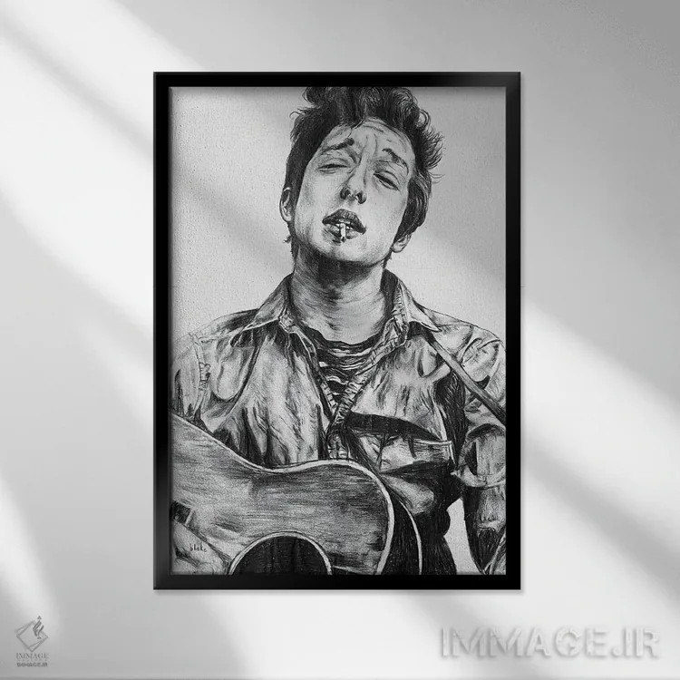 تابلو دیلن آکوستیک (باب دیلن) اثر بلیک مانچ - نمای قابدار مشکی