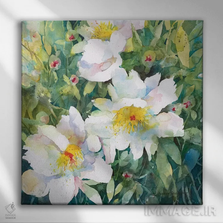 تابلو گلهای صدتومانی دستنخورده اثر آنلاین بوکنکمپ - نمای روبهرو روی دیوار