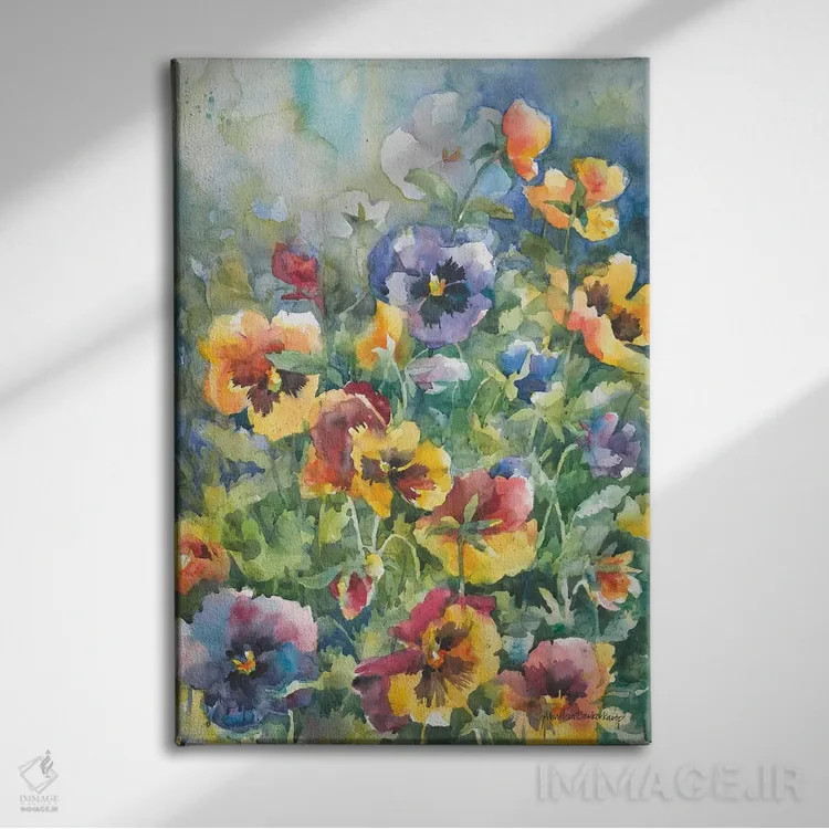 تابلو بنفشههای بینقص اثر آنلاین بوکنکمپ - نمای روبهرو روی دیوار