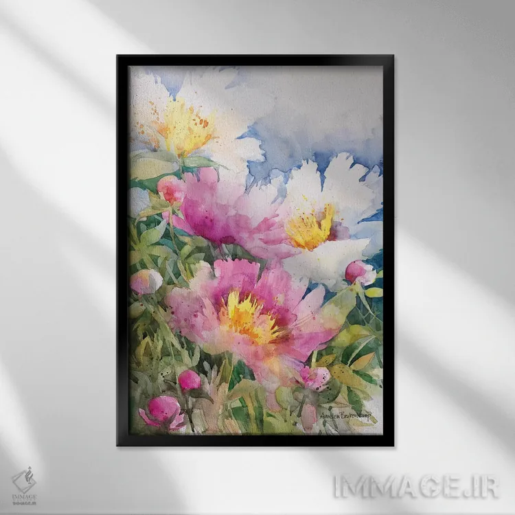 تابلو اجرای گل صدتومانی اثر آنلاین بوکنکمپ - نمای قابدار مشکی