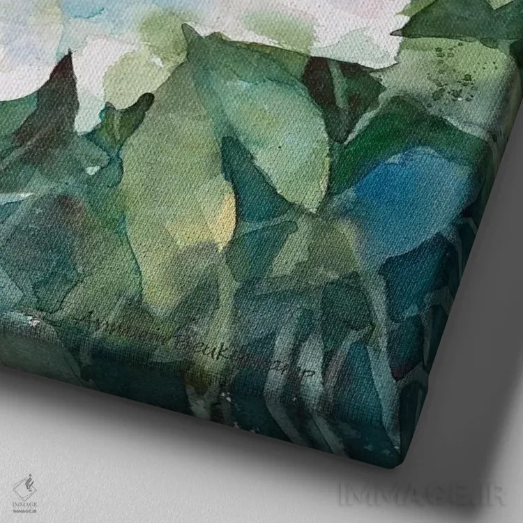 تابلو گلهای صدتومانی دستنخورده اثر آنلاین بوکنکمپ - نمای نزدیک بافت بوم