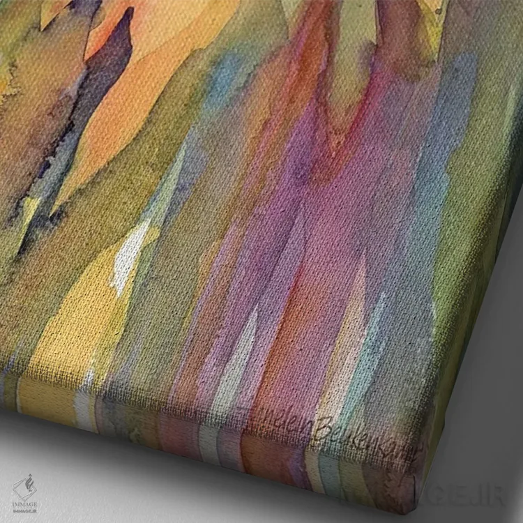 تابلو پرتوهای خورشید اثر آنلاین بوکنکمپ - نمای نزدیک بافت بوم