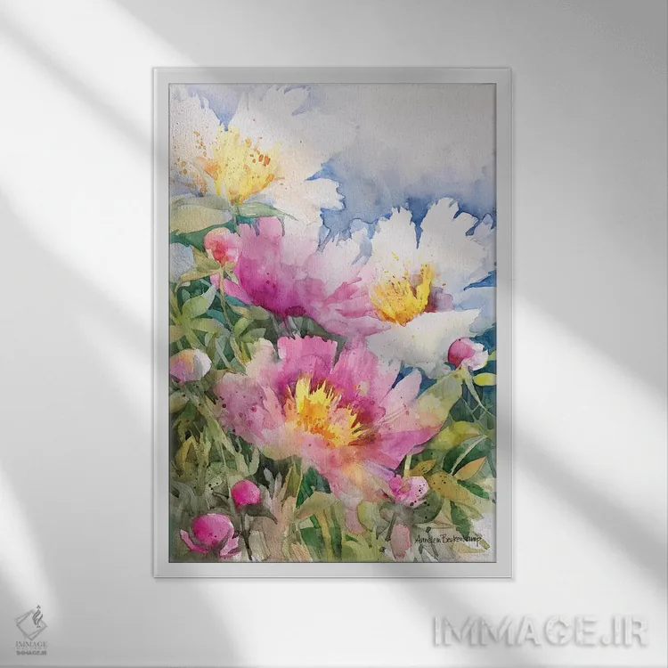 تابلو اجرای گل صدتومانی اثر آنلاین بوکنکمپ - نمای قابدار سفید