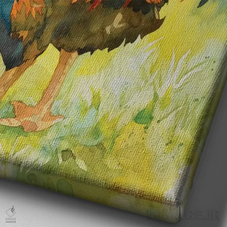 تابلو قفس خروس اثر آنلاین بوکنکمپ - نمای نزدیک بافت بوم