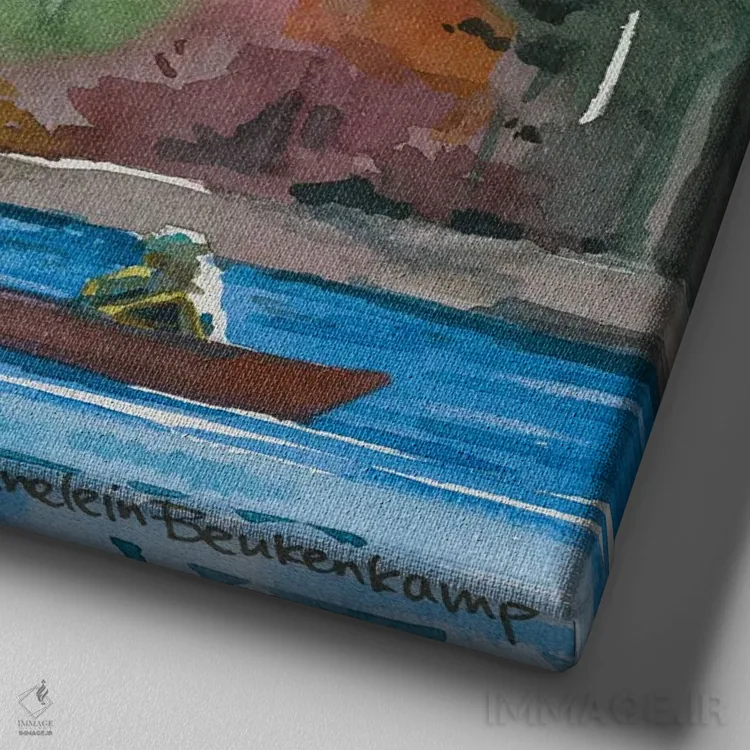 تابلو آرامش اثر آنلاین بوکنکمپ - نمای نزدیک بافت بوم