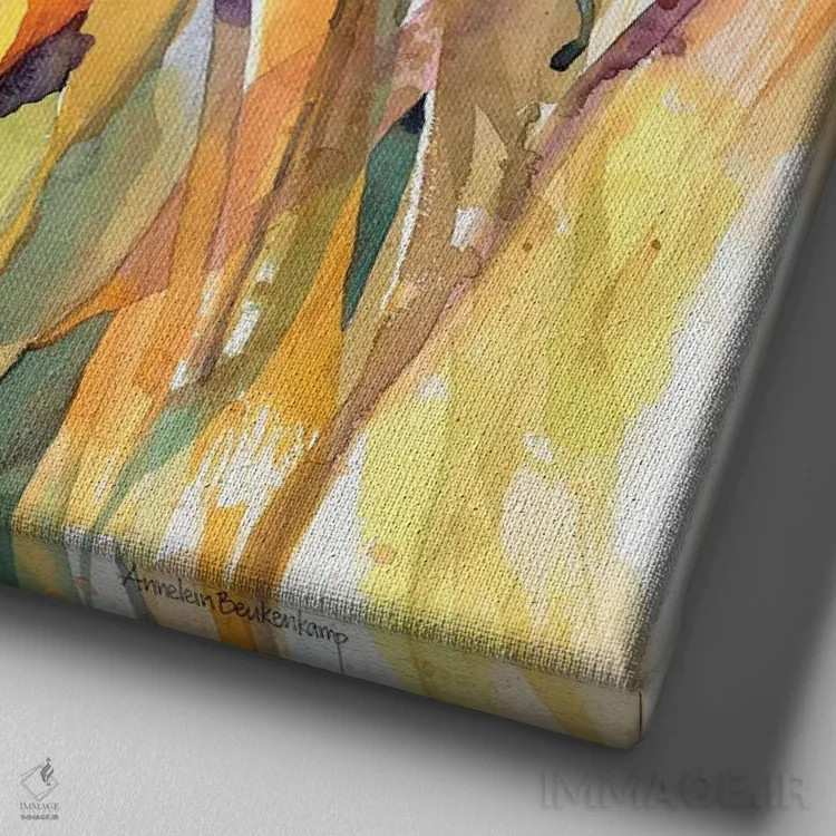 تابلو با هم من اثر آنلاین بوکنکمپ - نمای نزدیک بافت بوم