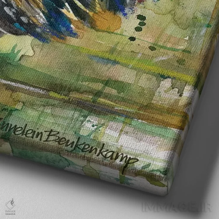 تابلو پرندگان محصور اثر آنلاین بوکنکمپ - نمای نزدیک بافت بوم