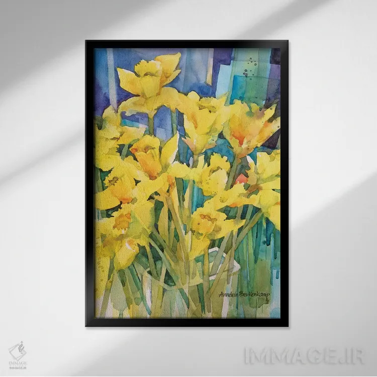 تابلو شادی نرگس اثر آنلاین بوکنکمپ - نمای قابدار مشکی