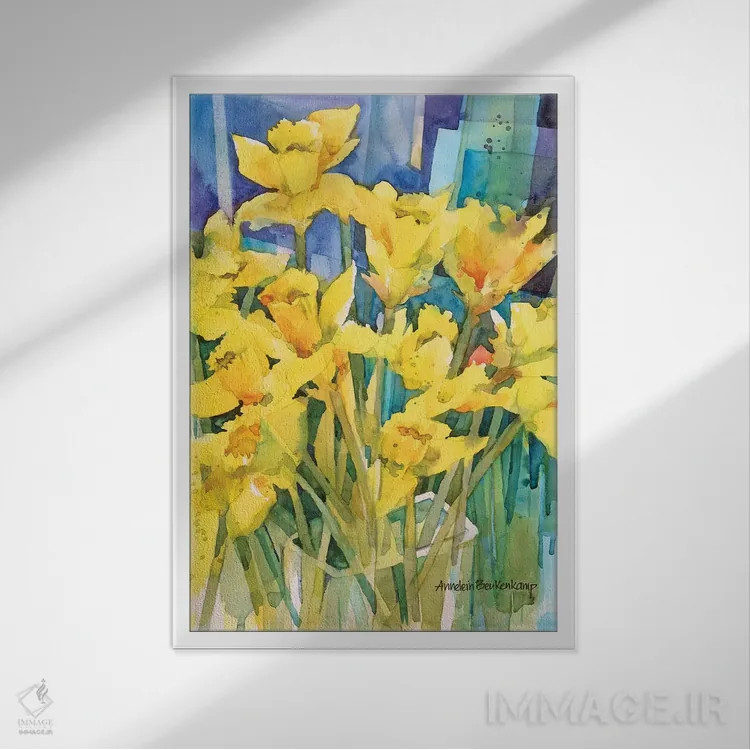 تابلو شادی نرگس اثر آنلاین بوکنکمپ - نمای قابدار سفید