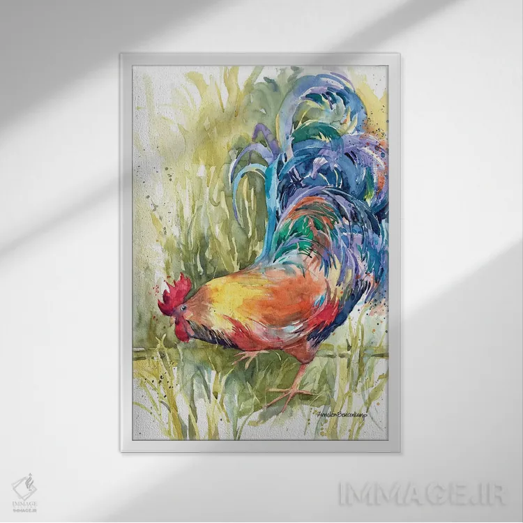 تابلو فواره پرها اثر آنلاین بوکنکمپ - نمای قابدار سفید