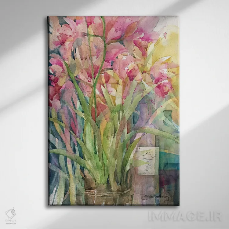 تابلو گردهمایی ارکیدهها اثر آنلاین بوکنکمپ - نمای روبهرو روی دیوار