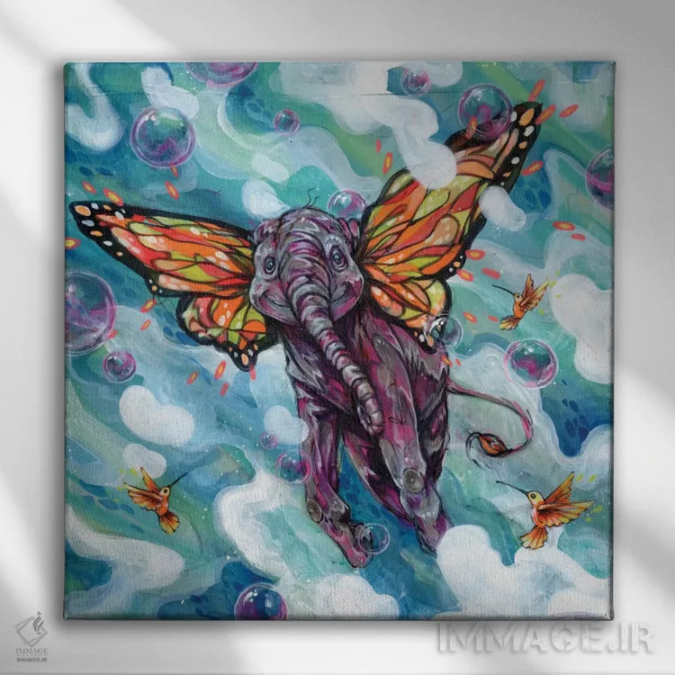 تابلو فیل آبنباتی اثر آرت برادران اسوارتز (استودیوی هنری) - نمای روبهرو روی دیوار