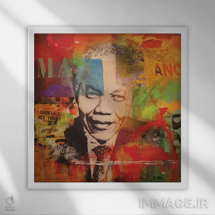 تابلو ماندلا اثر میکا بیکر - نمای قابدار سفید