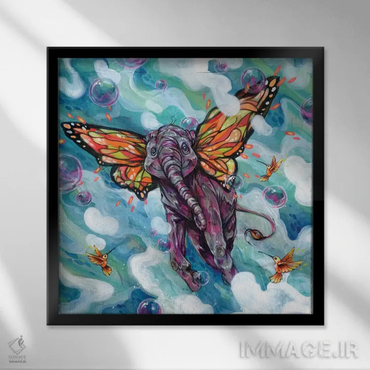 تابلو فیل آبنباتی اثر آرت برادران اسوارتز (استودیوی هنری) - نمای قابدار مشکی