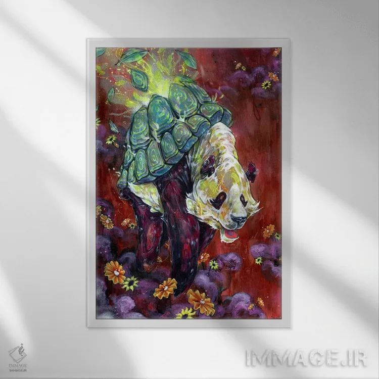 تابلو هیاهوی پانداها اثر آرت برادران اسوارتز (استودیوی هنری) - نمای قابدار سفید