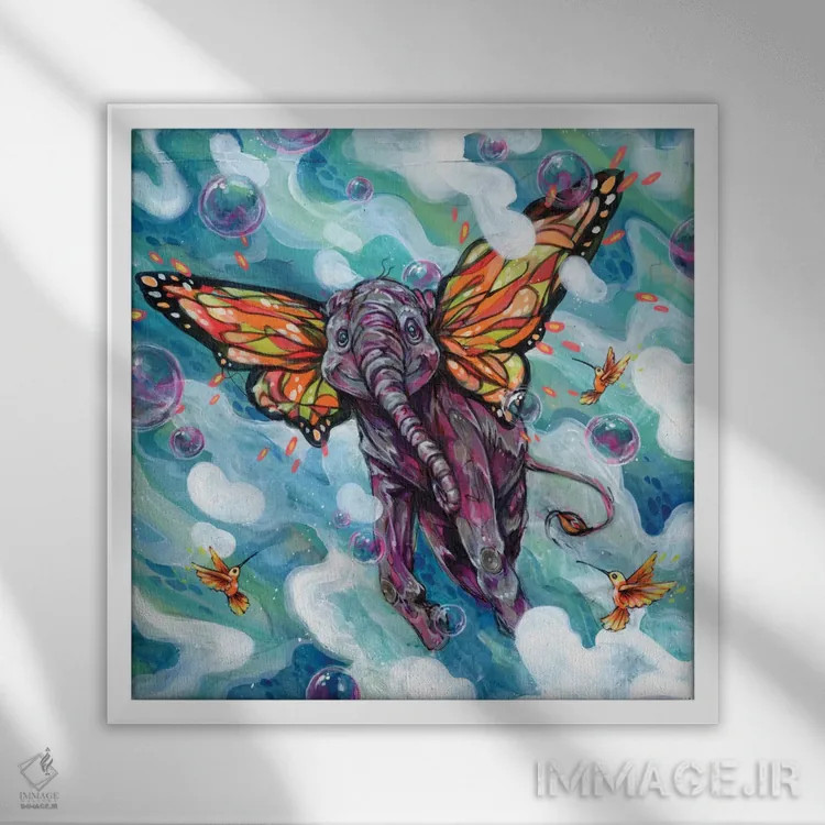 تابلو فیل آبنباتی اثر آرت برادران اسوارتز (استودیوی هنری) - نمای قابدار سفید