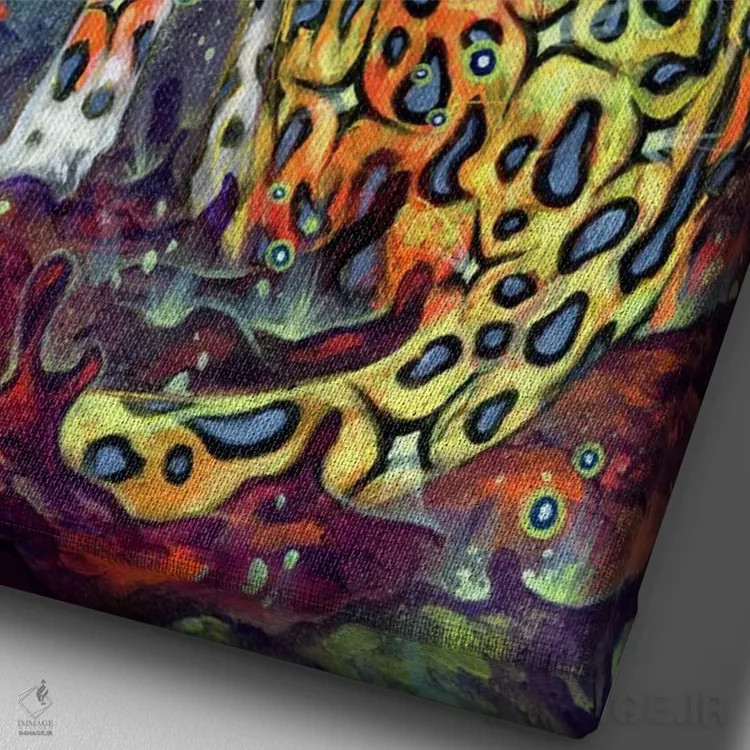 تابلو یوزپلنگ فضایی اثر آرت برادران اسوارتز (استودیوی هنری) - نمای نزدیک بافت بوم