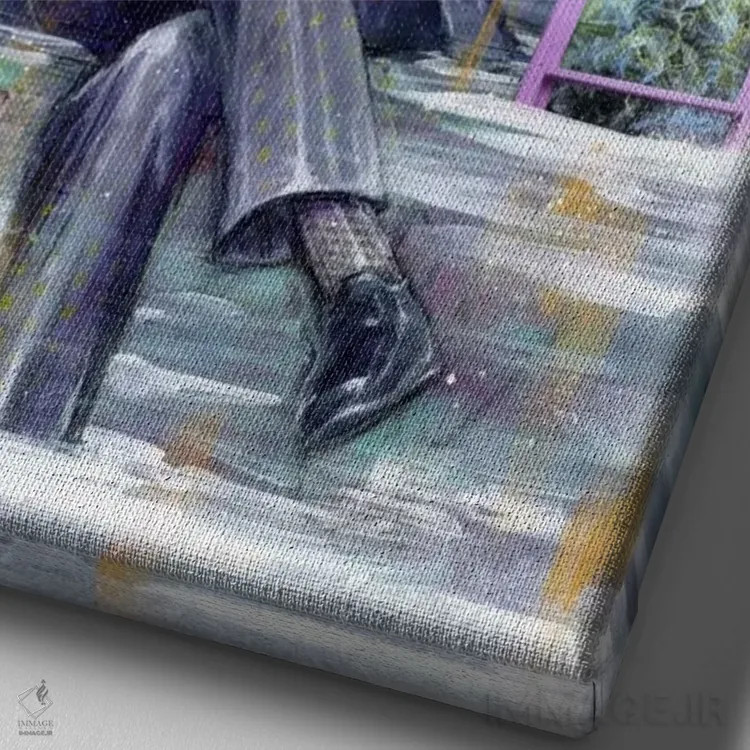 تابلو آنسوی آینه (اشاره به رمان) اثر آرت برادران اسوارتز (استودیوی هنری) - نمای نزدیک بافت بوم