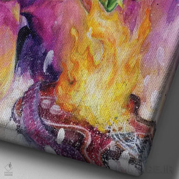 تابلو شعلهٔ بنفش اثر آرت برادران اسوارتز (استودیوی هنری) - نمای نزدیک بافت بوم