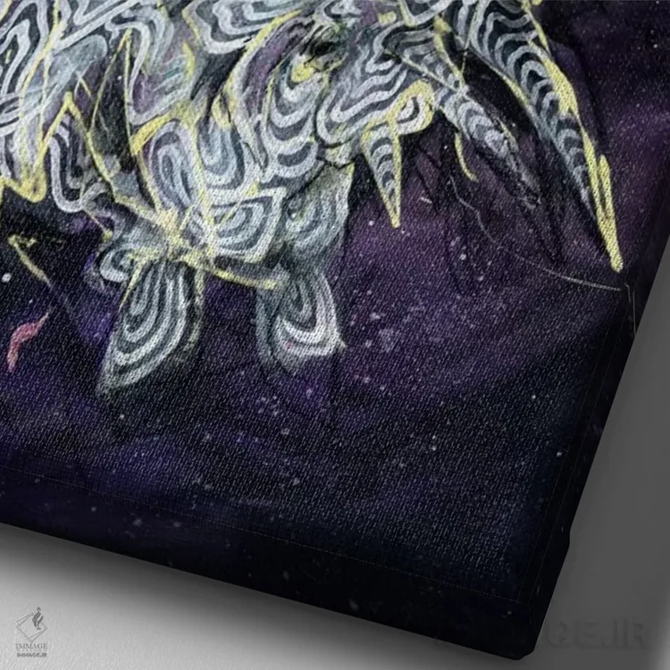 تابلو کرگدن زال اثر آرت برادران اسوارتز (استودیوی هنری) - نمای نزدیک بافت بوم