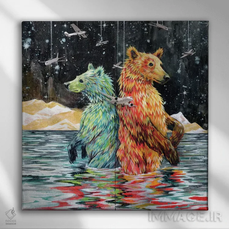 تابلو پشت خرس اثر آرت برادران اسوارتز (استودیوی هنری) - نمای روبهرو روی دیوار