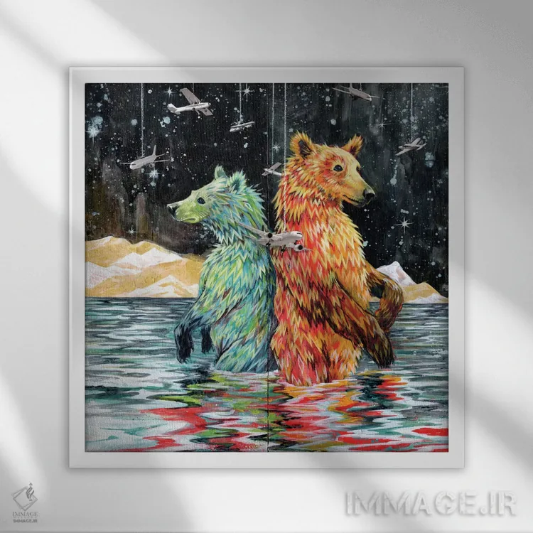 تابلو پشت خرس اثر آرت برادران اسوارتز (استودیوی هنری) - نمای قابدار سفید