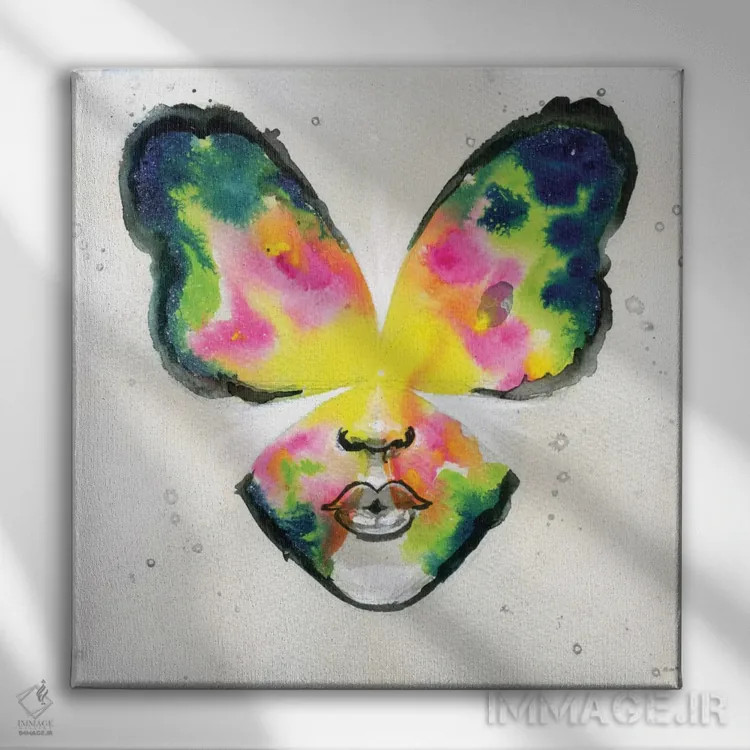 تابلو بوسهٔ پروانه اثر آرت برادران اسوارتز (استودیوی هنری) - نمای روبهرو روی دیوار
