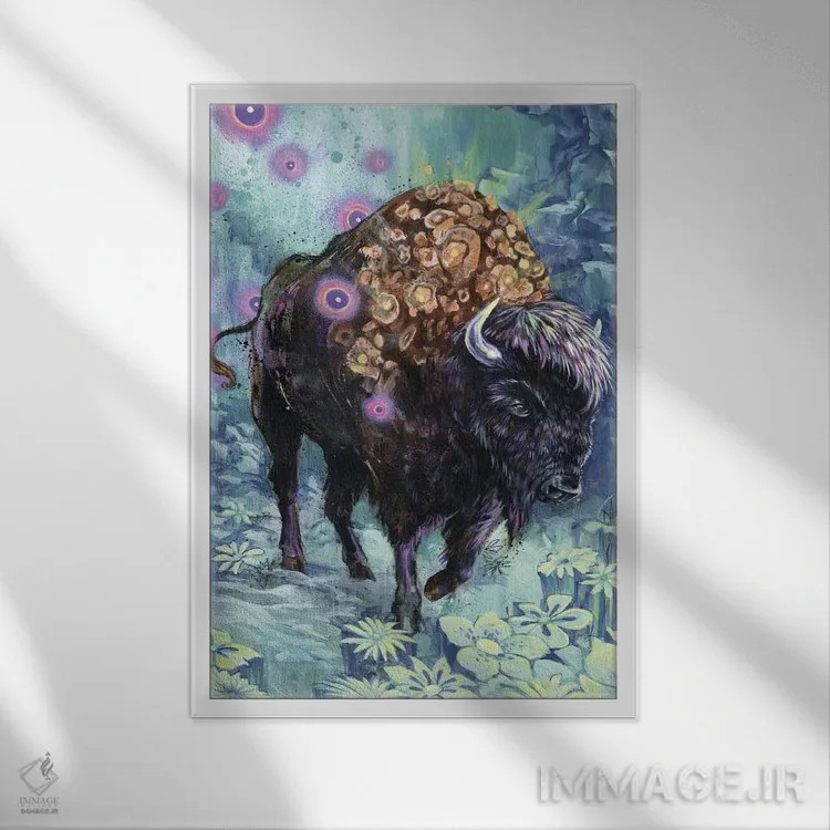 تابلو شکوفهٔ گاومیش اثر آرت برادران اسوارتز (استودیوی هنری) - نمای قابدار سفید