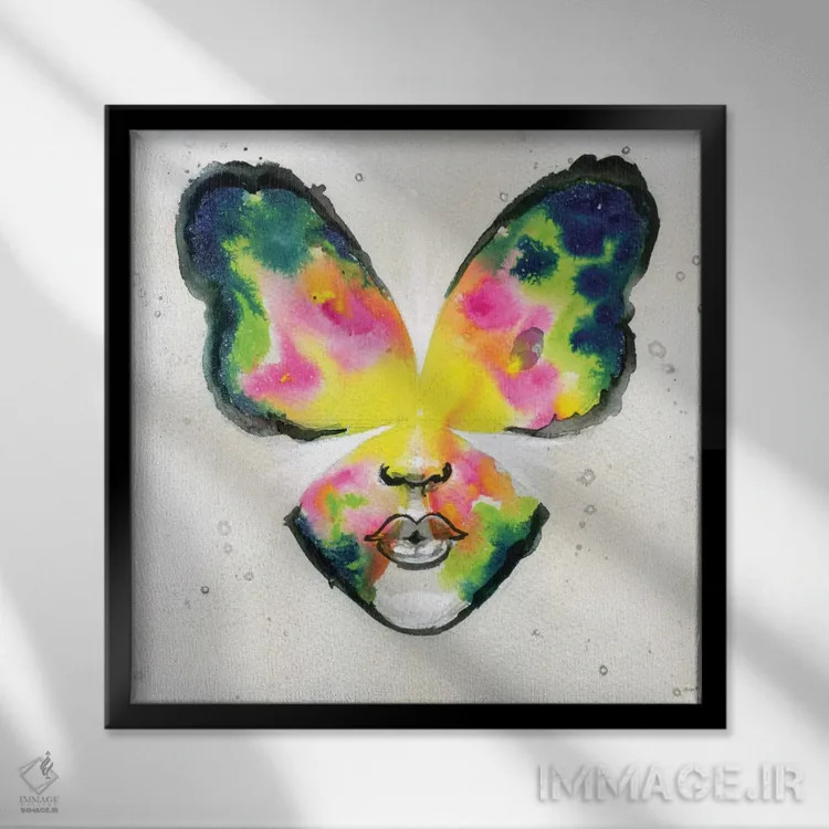 تابلو بوسهٔ پروانه اثر آرت برادران اسوارتز (استودیوی هنری) - نمای قابدار مشکی