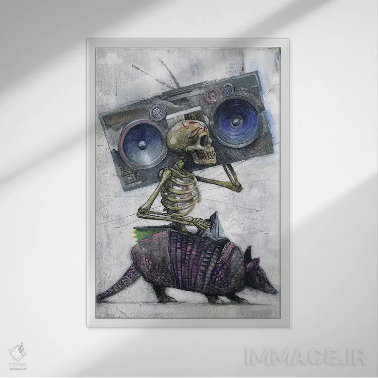 تابلو نه میتونه متوقف شه نه میخواد اثر آرت برادران اسوارتز (استودیوی هنری) - نمای قابدار سفید