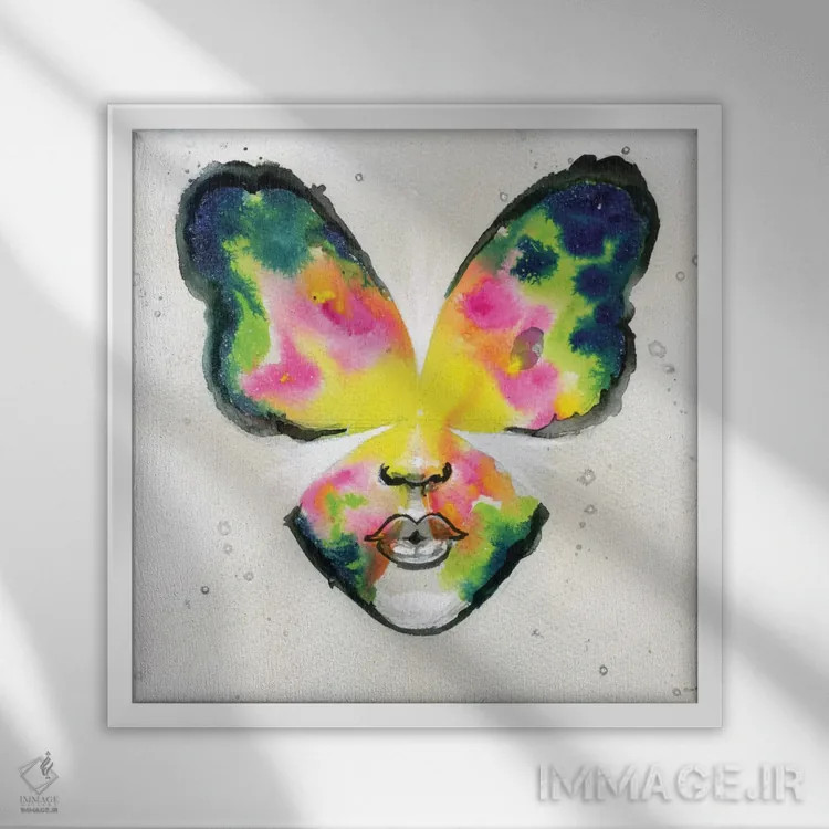 تابلو بوسهٔ پروانه اثر آرت برادران اسوارتز (استودیوی هنری) - نمای قابدار سفید