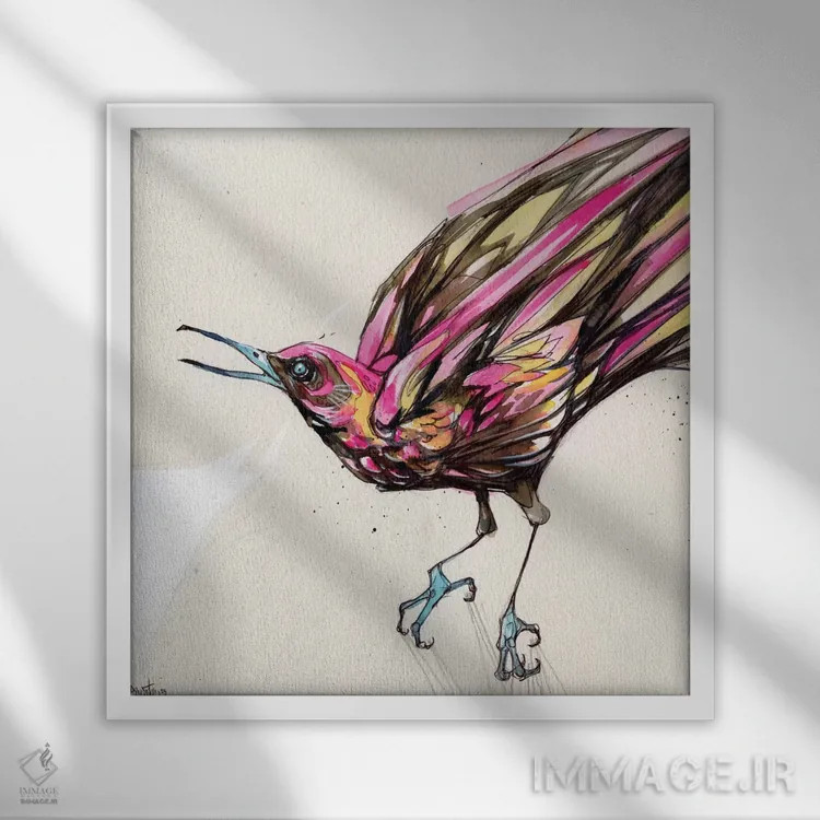 تابلو گراکل II (پرنده) اثر آرت برادران اسوارتز (استودیوی هنری) - نمای قابدار سفید