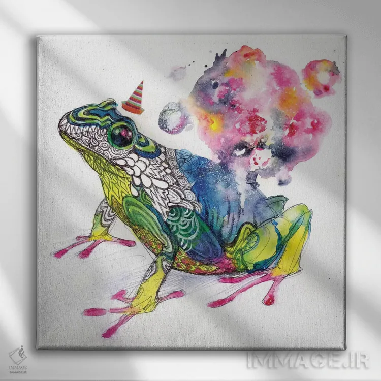 تابلو قورباغهٔ مهمانی اثر آرت برادران اسوارتز (استودیوی هنری) - نمای روبهرو روی دیوار