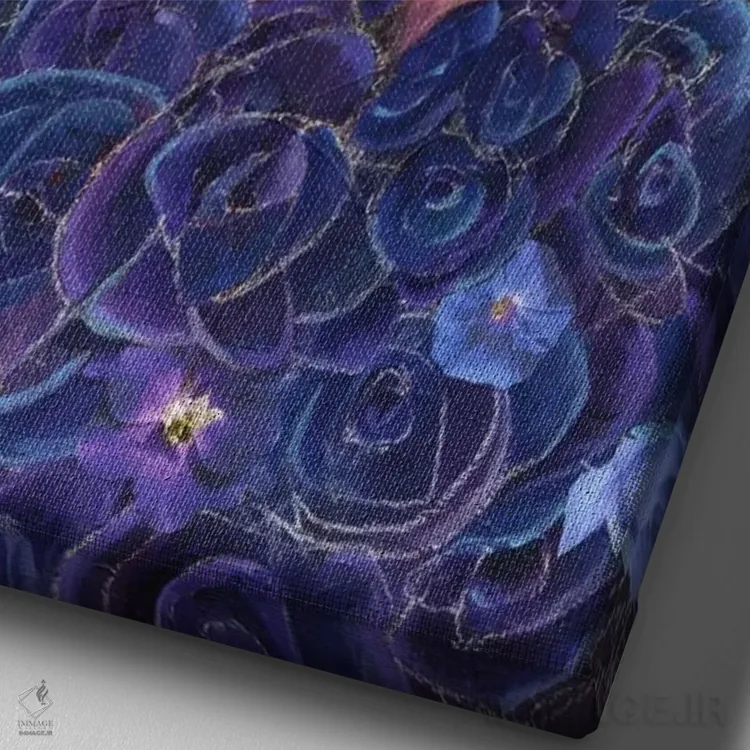 تابلو بلوبل (گل) اثر آرت برادران اسوارتز (استودیوی هنری) - نمای نزدیک بافت بوم