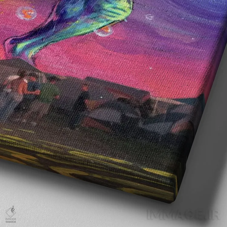 تابلو فستاسوروس رکس (دایناسور جشن) اثر آرت برادران اسوارتز (استودیوی هنری) - نمای نزدیک بافت بوم