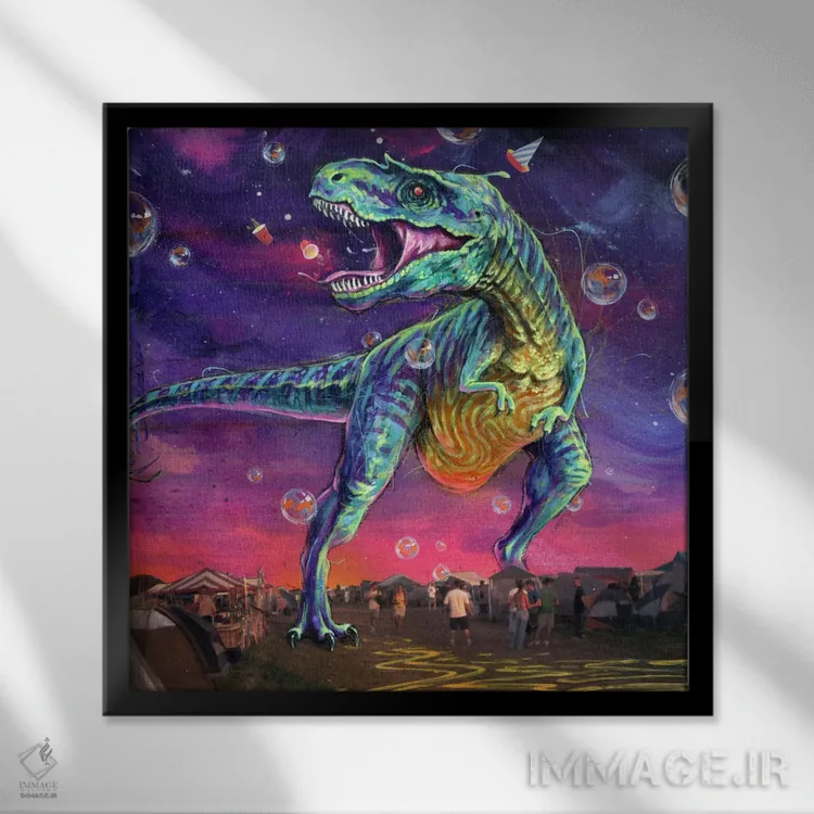 تابلو فستاسوروس رکس (دایناسور جشن) اثر آرت برادران اسوارتز (استودیوی هنری) - نمای قابدار مشکی