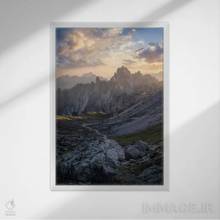 تابلو دولومیتها (کوهستان) اثر استیو برکلی - نمای قابدار سفید
