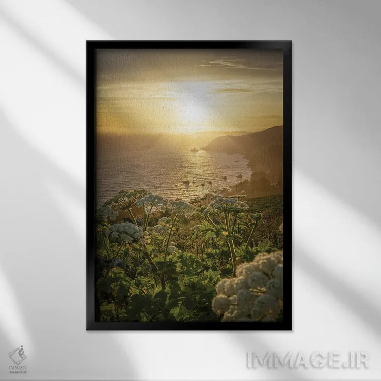 تابلو بزرگراه ساحل اقیانوس آرام اثر استیو برکلی - نمای قابدار مشکی