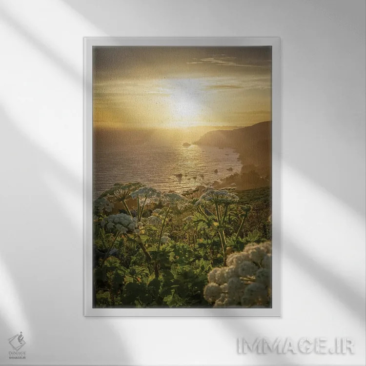 تابلو بزرگراه ساحل اقیانوس آرام اثر استیو برکلی - نمای قابدار سفید