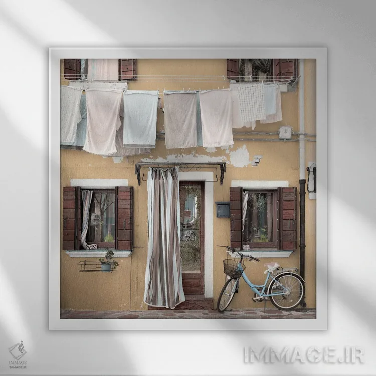 تابلو دوچرخه ونیزی I اثر آلن بلاوشتاین - نمای قابدار سفید