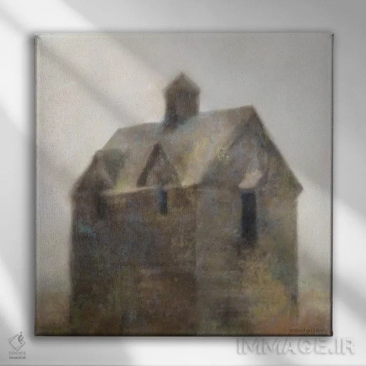 تابلو خانه روستایی قدیمی اثر بلوبرد بارن (استودیوی هنری) - نمای روبهرو روی دیوار