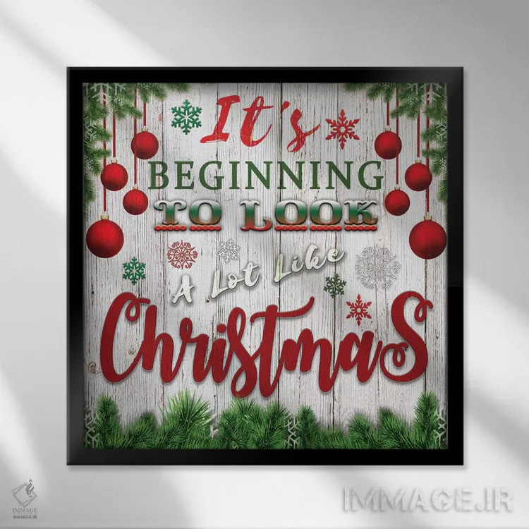 تابلو دارد کمکم بوی کریسمس میآید اثر بلوبرد بارن (استودیوی هنری) - نمای قابدار مشکی