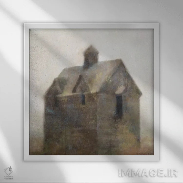 تابلو خانه روستایی قدیمی اثر بلوبرد بارن (استودیوی هنری) - نمای قابدار سفید