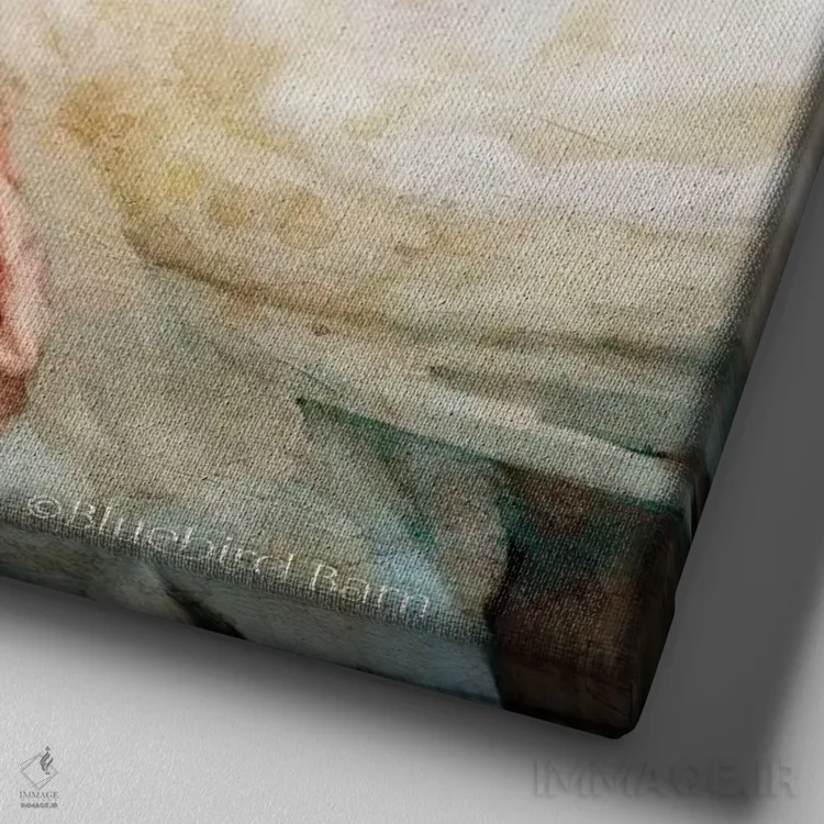 تابلو باغ رز انگلیسی اثر بلوبرد بارن (استودیوی هنری) - نمای نزدیک بافت بوم