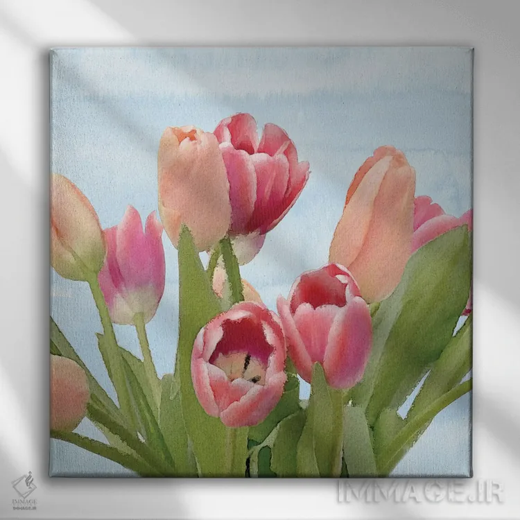 تابلو لالههای تازهٔ بهاری IV اثر بلوبرد بارن (استودیوی هنری) - نمای روبهرو روی دیوار