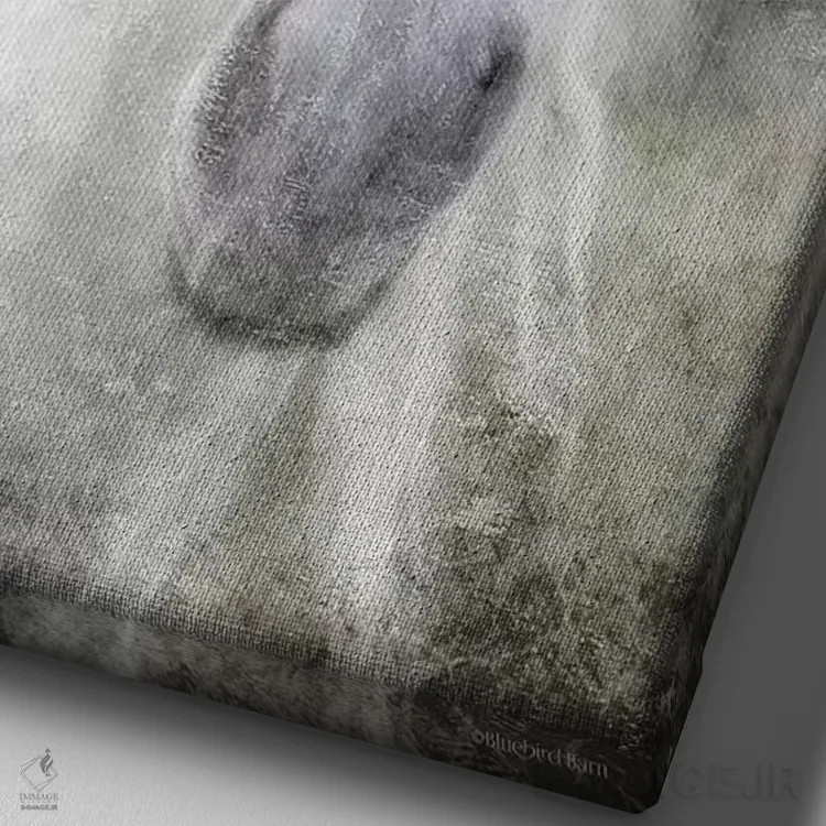 تابلو راز اسب سفید اثر بلوبرد بارن (استودیوی هنری) - نمای نزدیک بافت بوم