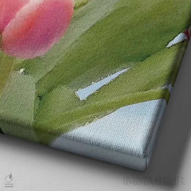 تابلو لالههای تازهٔ بهاری IV اثر بلوبرد بارن (استودیوی هنری) - نمای نزدیک بافت بوم