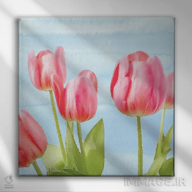 تابلو لالههای تازهٔ بهاری I اثر بلوبرد بارن (استودیوی هنری) - نمای روبهرو روی دیوار